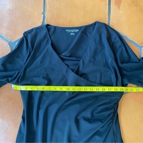 Soft Surroundings Black Faux Wrap Dress 3/4 Sleeve XL Petite - Picture 8 of 8